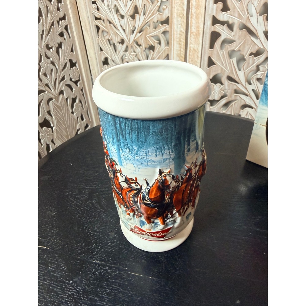 Budweiser 2007 Holiday Stein Winter's Calm Clydesdale Ceramic Beer Mug with Box - Picture 5 of 11
